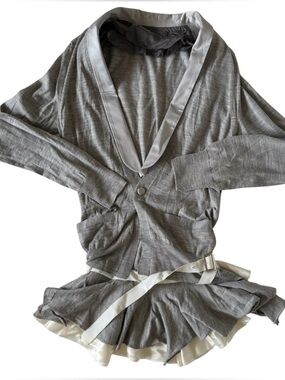 Sacai Japan Gray Knit Belted Jacket